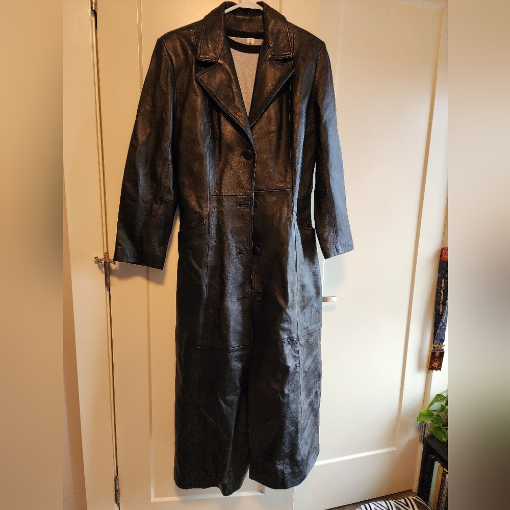 Genuine Leather Black Duster